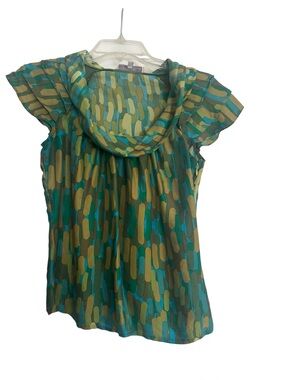 Parameter Cowl-Neck Patterned Short Sleeve Blouse